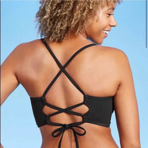 Shade & Shore Ribbed V-Bone Bikini Top 34D - Picture 3 of 7